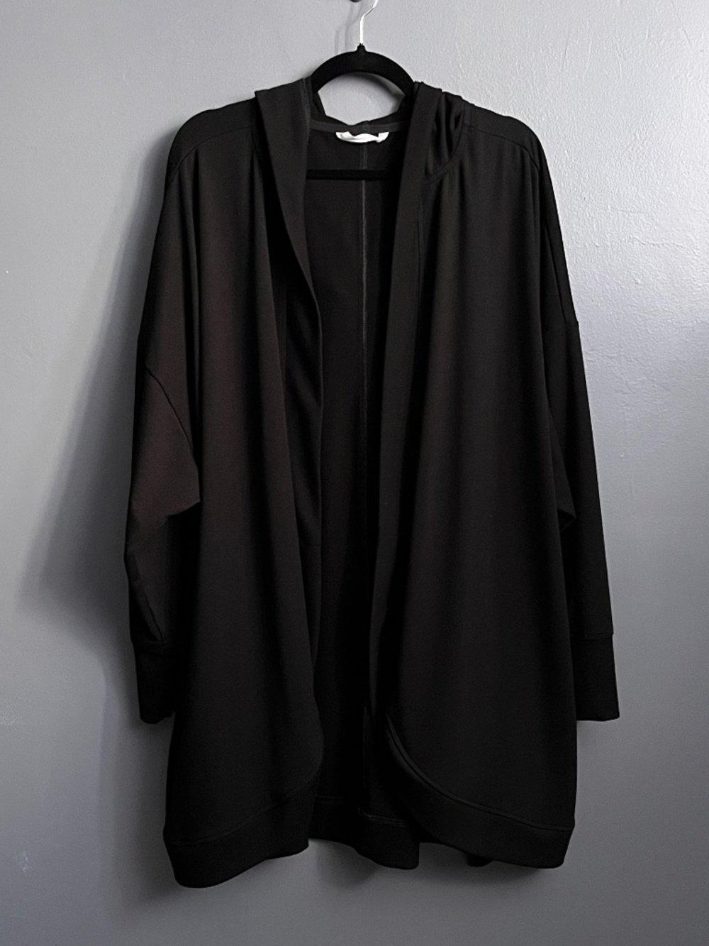 Active Zone Plus Size 4X Black Hooded Open Front Cardigan Jacket